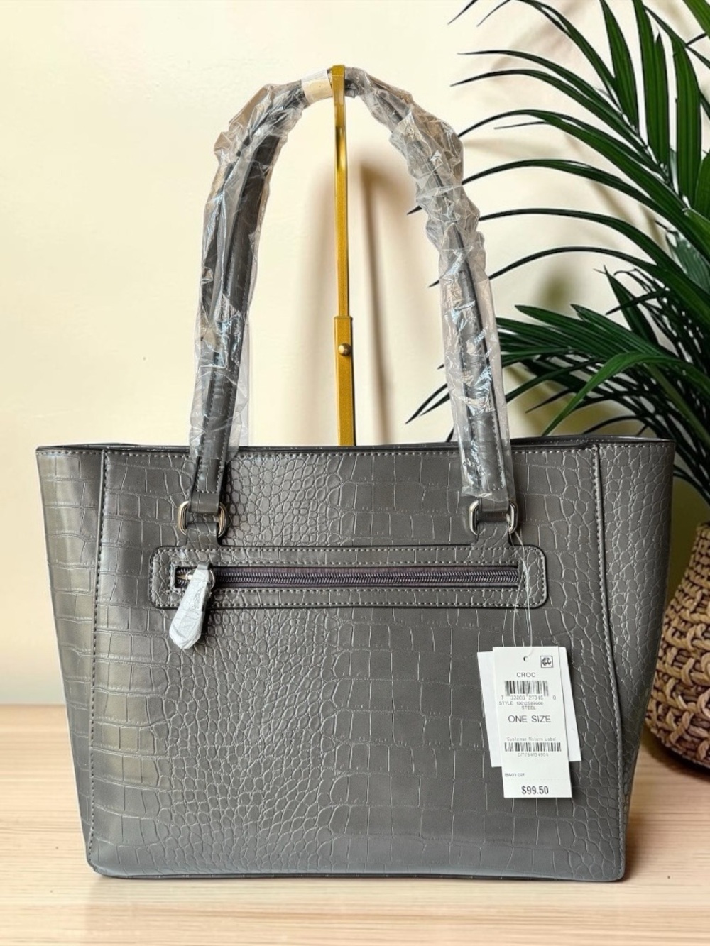 NWT Giani Bernini Gray Croc Embossed Tote Shoulder Bag - Picture 3 of 13